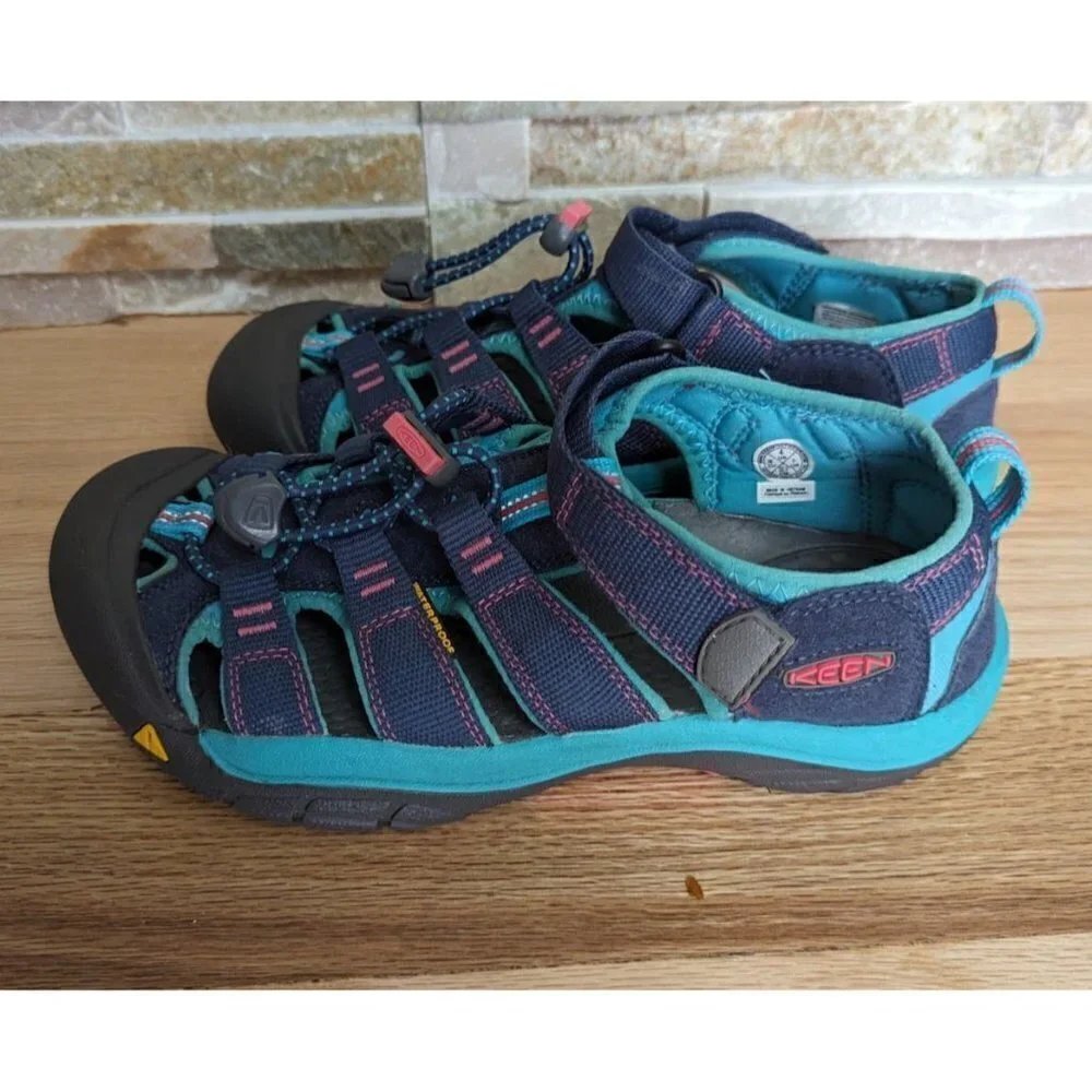 KEEN Girl's Newport H2 Hydro Sandals 1012316 Midnight Navy/Baltic Size 4